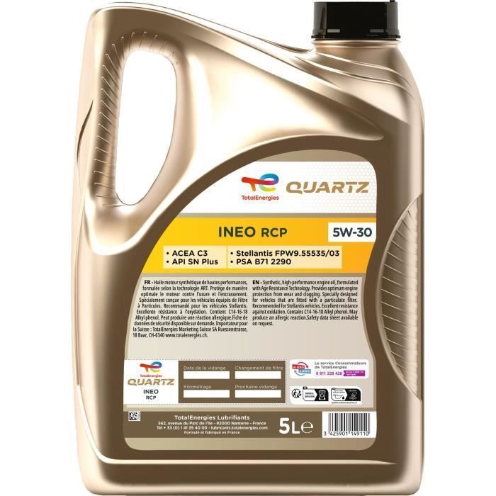 Huile moteur - TOTALENERGIES - Quartz Ineo RCP 5W-30 - 5L