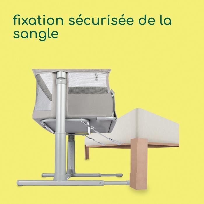 BEBECONFORT Zina Berceau Pliable Bebe & Cododo, 0-6 m (0-9 kg), 5 Positions de Hauteur Réglables, Matelas Inclinable, Mineral Grey