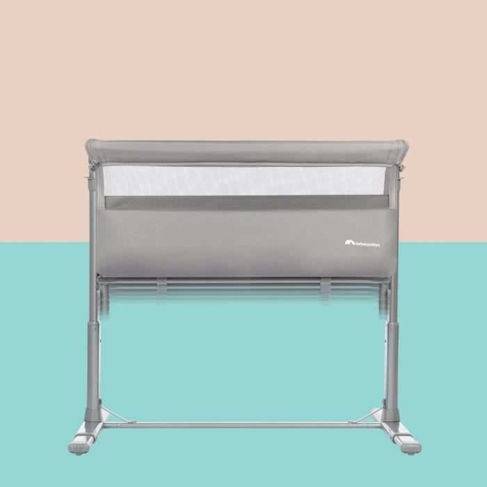 BEBECONFORT Zina Berceau Pliable Bebe & Cododo, 0-6 m (0-9 kg), 5 Positions de Hauteur Réglables, Matelas Inclinable, Mineral Grey