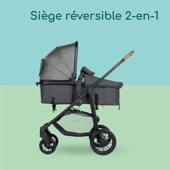 BEBECONFORT Haze Trio, Poussette 3 en 1, 0-4 ans, 22 kg max, siege auto bébé i-Size, pliage compact, panier spacieux, Tinted Stone