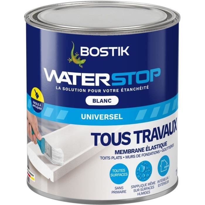 Membrane d'étanchéité - BOSTIK - Waterstop - Réparation fuites - Pot 1 kg - Blanc