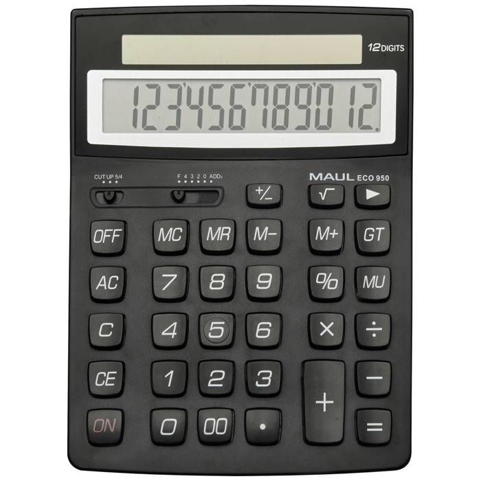 Maul ECO 950 Calculatrice de bureau noir Ecran: 12 solaire (l x H x P) 155 x 210 x 33 mm