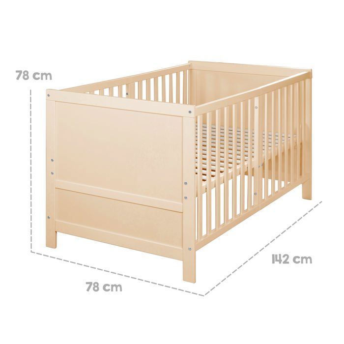 Lit bébé évolutif - 70 x 140 cm - ROBA - EASY SLEEP - Bois naturel
