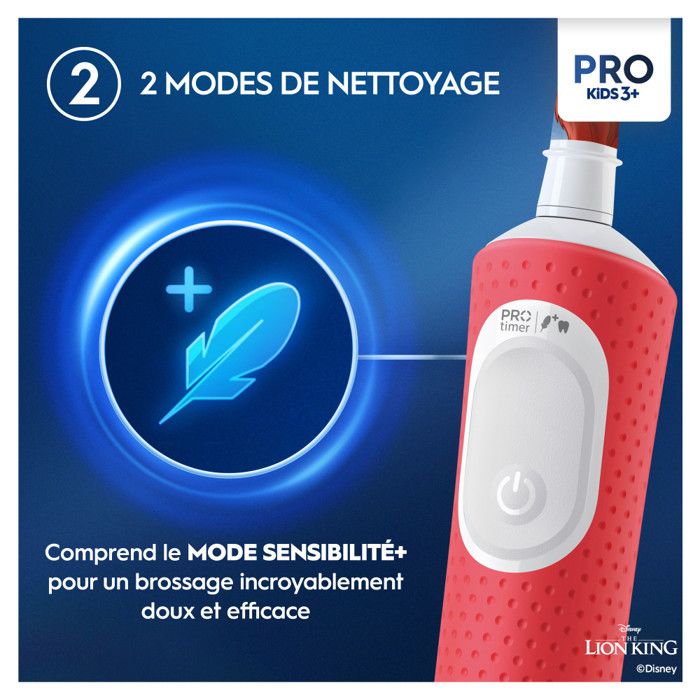 Brosse a dents électrique - Oral-B - Vitality Pro 103 - Disney Le Roi Lion - 2 modes - Pour enfants de 3 ans et plus