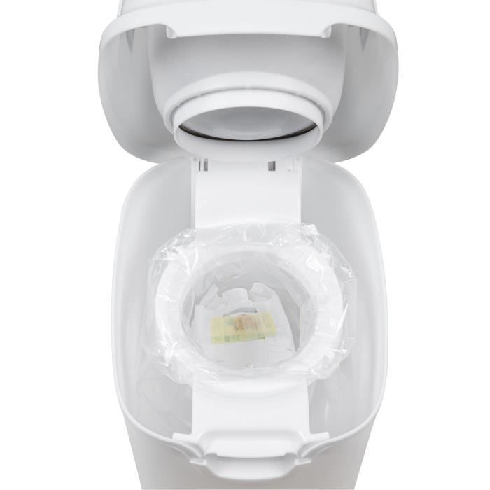 BEBECONFORT Poubelle a couches anti-odeur, Couvercle anti-odeur, Compatible avec tout sac poubelle, 20 a 30 couches, Grise
