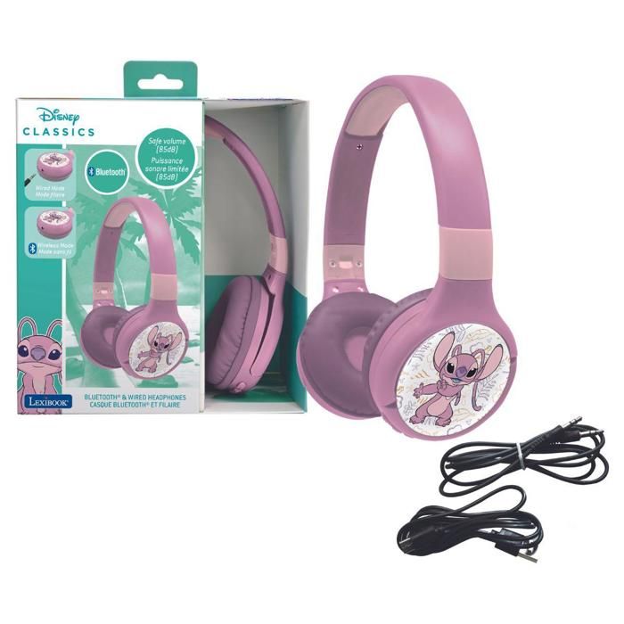 Casque 2 en 1 Bluetooth et Filaire confortable et pliable pour enfants avec limitation de son Angel