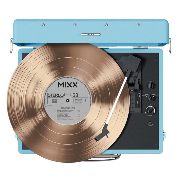 Platine vinyle - MIXX - Revival 55 - Enceintes stéréo intégrées - 3 vitesses - Bluetooth - Sortie RCA - Bleu