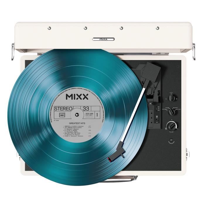 Platine vinyle - MIXX - Revival 55 - Enceintes stéréo intégrées - 3 vitesses - Bluetooth - Sortie RCA - Creme