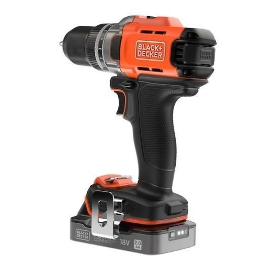 Perceuse visseuse sans fil 18V + 2 batteries 2Ah + chargeur - BLACK&DECKER - BCD382D2XK-QW - Avec mallette de transport