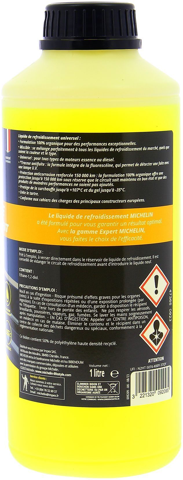 Liquide de refroidissement - MICHELIN - Jaune - UNIVERSEL tous moteurs - 1L