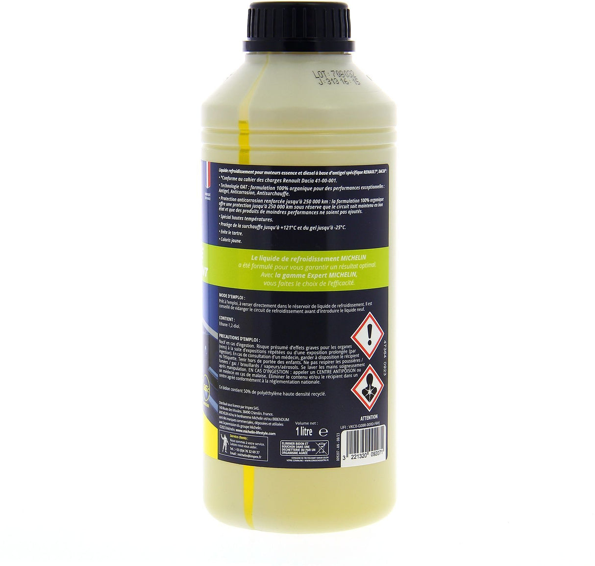Liquide de refroidissement - MICHELIN - Jaune - Adapté aux normes RENAULT DACIA - 1L