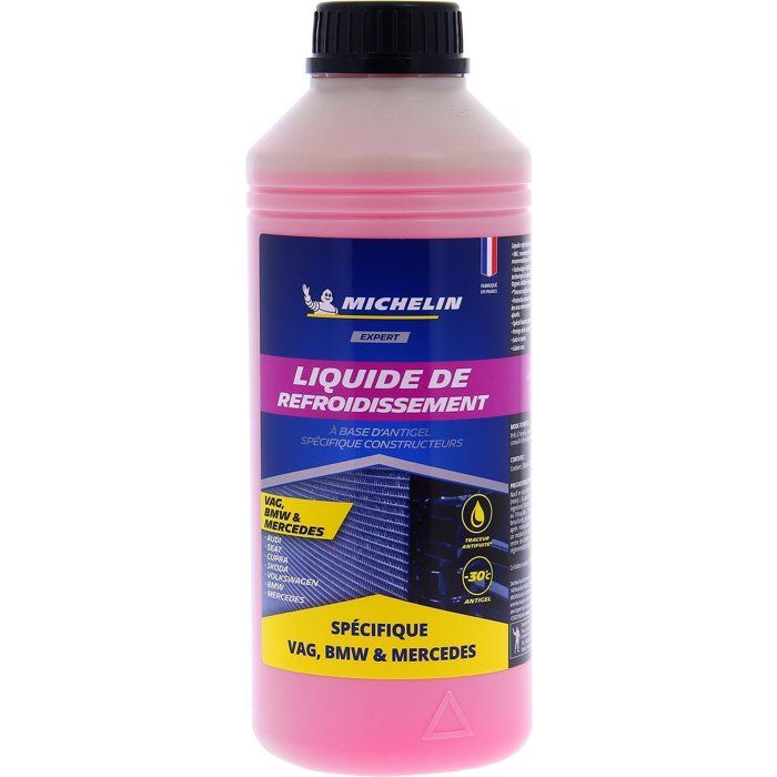 Liquide de refroidissement- MICHELIN - Rose - Adapté aux normes VAG BMW MERCEDES - 1L