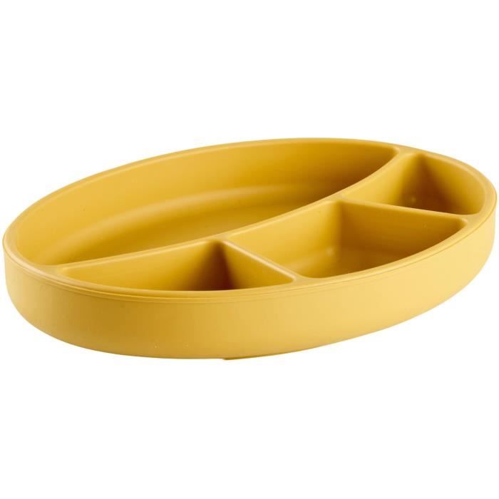 Pack Repas - THERMOBABY - Silicone - Jaune Miel - Assiette, bol, bavoir et cuilleres