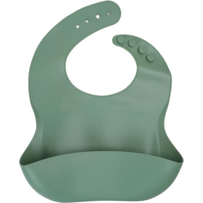 Lot de 2 bavoirs - THERMOBABY - Silicone - Vert Cactus et Jaune Miel - Etanches et réglables