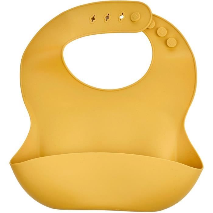 Lot de 2 bavoirs - THERMOBABY - Silicone - Vert Cactus et Jaune Miel - Etanches et réglables