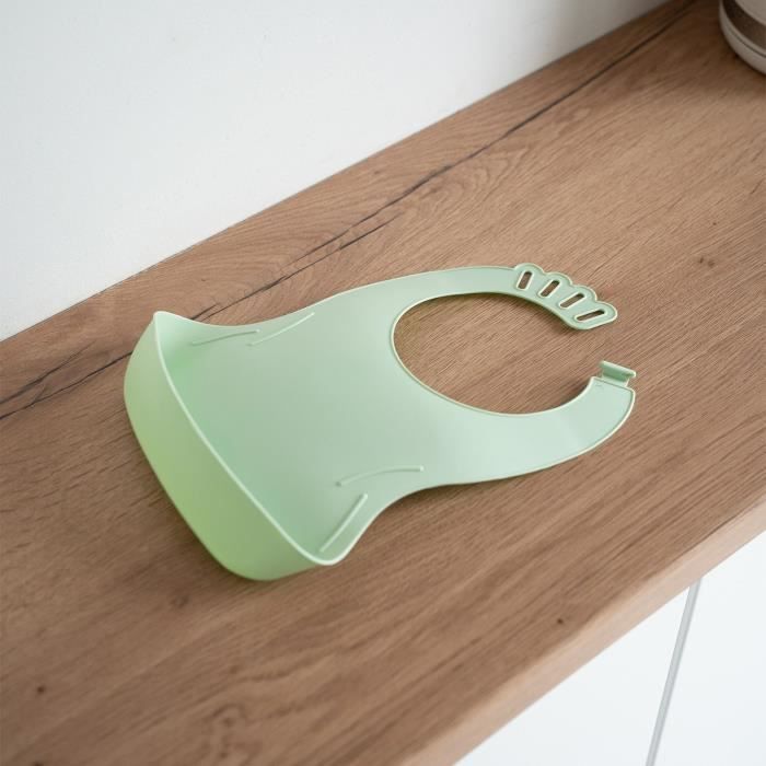 Lot de 2 bavoirs - THERMOBABY - BIBOU - Vert Céladon et Gris Charme - Ajustables et étanches