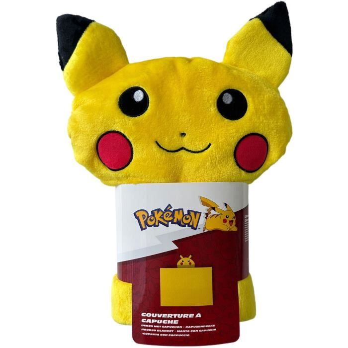 Plaid a capuche 3D - POKEMON - Pikachu - 120 x 150 cm - Ultra doux - Design coloré