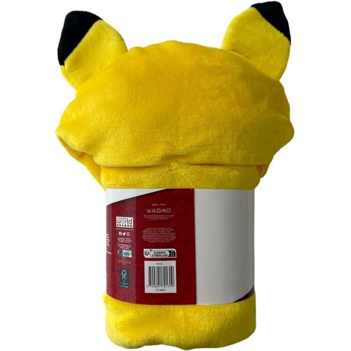 Plaid a capuche 3D - POKEMON - Pikachu - 120 x 150 cm - Ultra doux - Design coloré