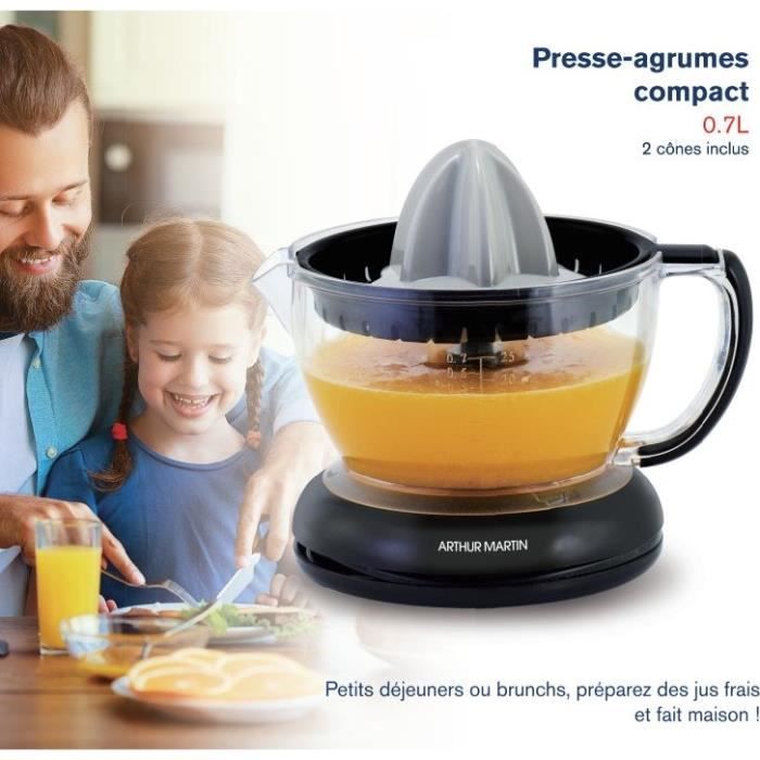 Presse-agrumes électrique - ARTHUR MARTIN - AMPA07 - 700 ml - 2 cônes - Bec verseur