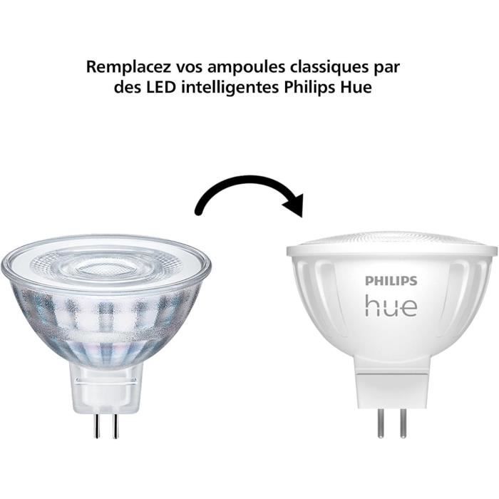 Ampoule connectée - PHILIPS HUE - MR16 - Lumiere blanche - Compatible bluetooth - Fonctionne avec App et voix