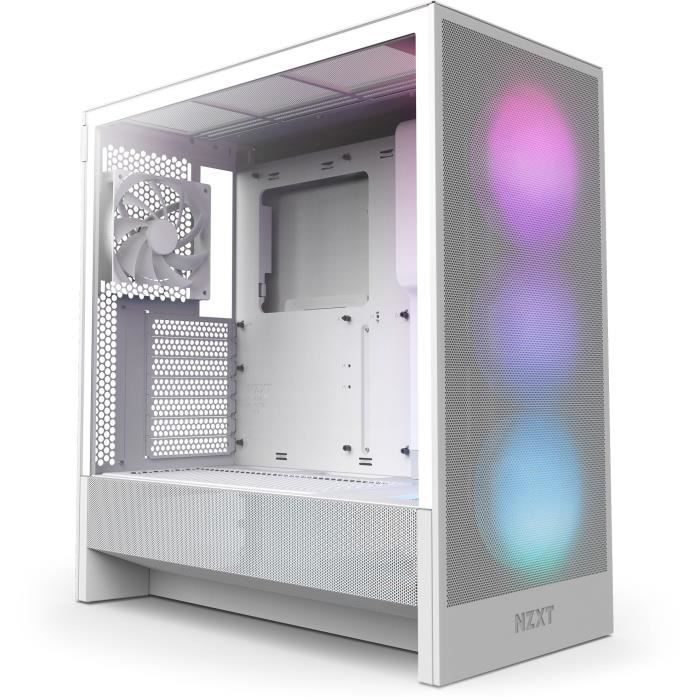Boitier moyen-tour ATX - NZXT - H5 Flow RGB - Ventilateurs RGB inclus - Blanc - Refroidissement optimisé