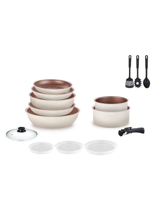 Batterie de cuisine Arthur Martin Batterie 18 pieces creme AM1453 CREME