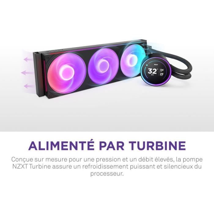 Watercooling - NZXT - RL-KR36E-B2 - Kraken Elite 360 RGB - Écran LCD IPS 2.72 - Ventilateurs RGB - Noir