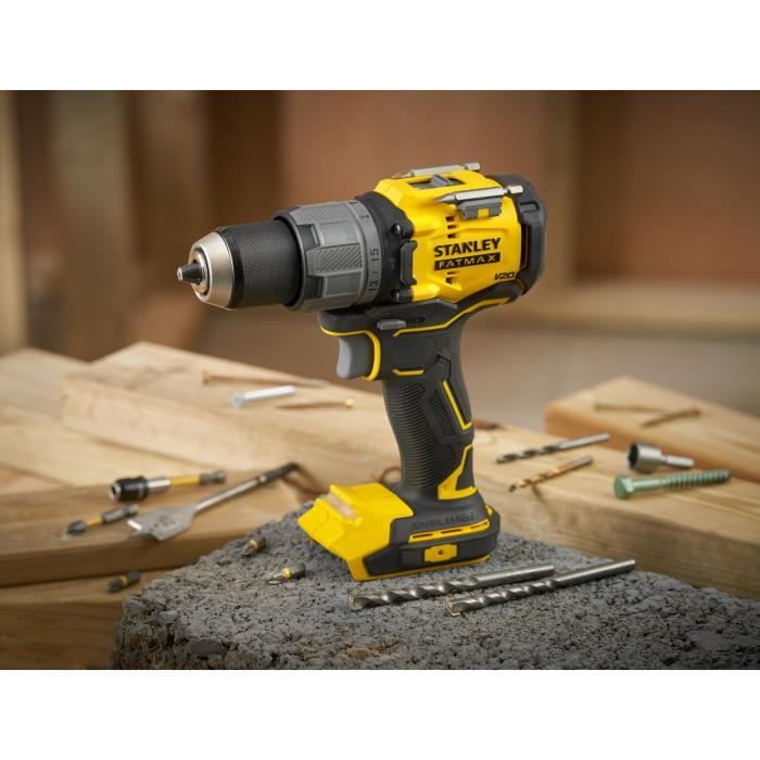 Perceuse visseuse a percussion sans fil + 2 batteries 2Ah + chargeur - 18V - Stanley Fatmax - Brushless - SFMCD725D2K-QW