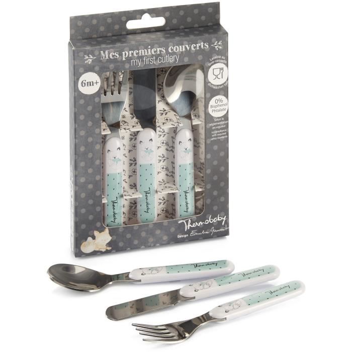 Pack repas - THERMOBABY - Inox - Gobelet, Bol, Assiette creuse, Set de couverts