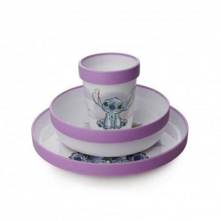 COFFRET REPAS 3 PIeCES GOBELET + BOL + ASSIETTE ANTIDÉRAPANTS LILO et STITCH