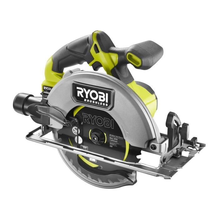 Scie circulaire - RYOBI - Brushless - Moteur sans charbons - 18V - Diam. 184 mm x 16 mm - 4 500 tr/min - Livrée avec 1 lame 24 dents