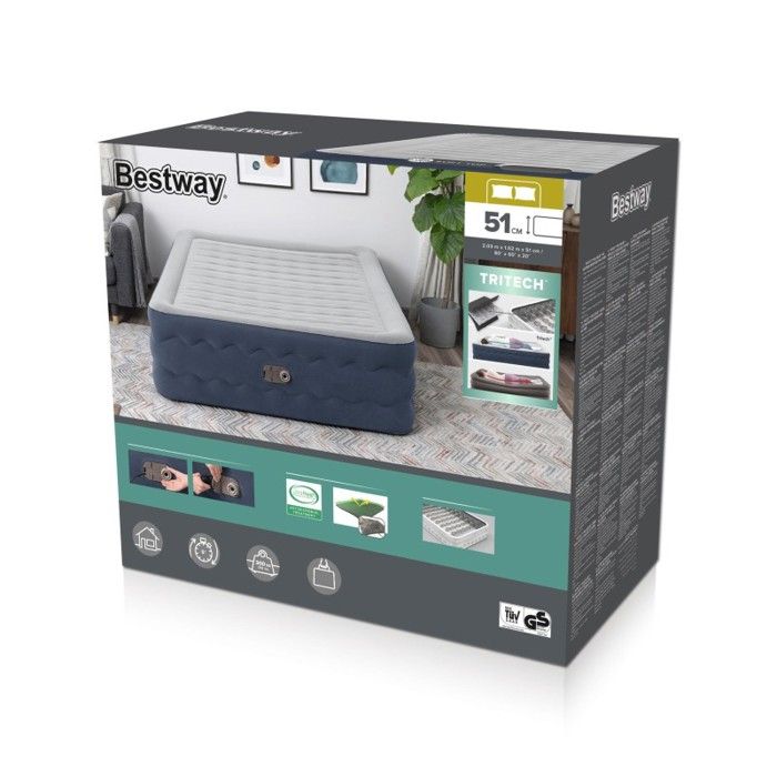 BESTWAY Bestway Lit gonflable 2 places TruLeisure pompe électrique intégrée 203x152x51cm