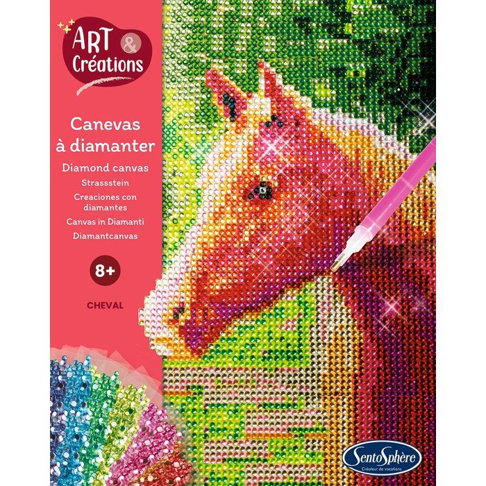 Création a base de mini strass - SENTOSPHERE - Art & Créations - Canevas a Diamanter - Cheval - Des 8 ans