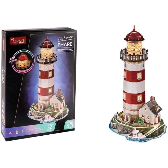 Kit modélisme 3D - EXPLORA SCIENCES - Puzzle Phare - 72 pieces - a partir de 8 ans - Facile a assembler
