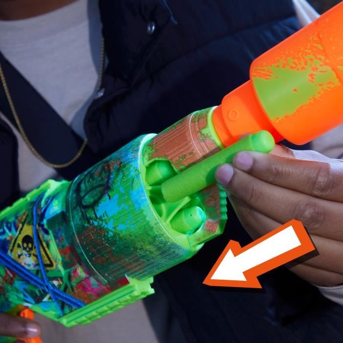 Nerf Zombie Driller, Blaster a fléchettes, cylindre rotatif, Des 8 ans