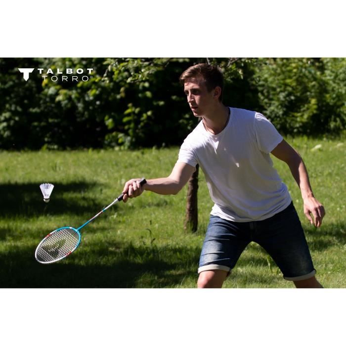 Set de badminton - TALBOT TORRO - 4 Fighter - 4 raquettes - Cordage multifilament avec oeillets - 3 volants synthétiques