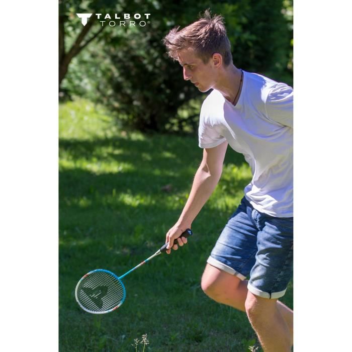 Set de badminton - TALBOT TORRO - 4 Fighter - 4 raquettes - Cordage multifilament avec oeillets - 3 volants synthétiques