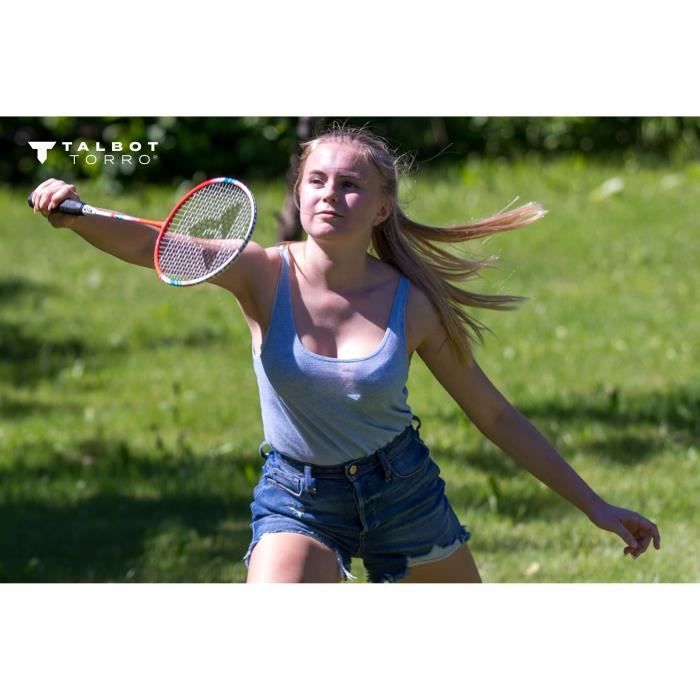 Set de badminton - TALBOT TORRO - 4 Fighter - 4 raquettes - Cordage multifilament avec oeillets - 3 volants synthétiques
