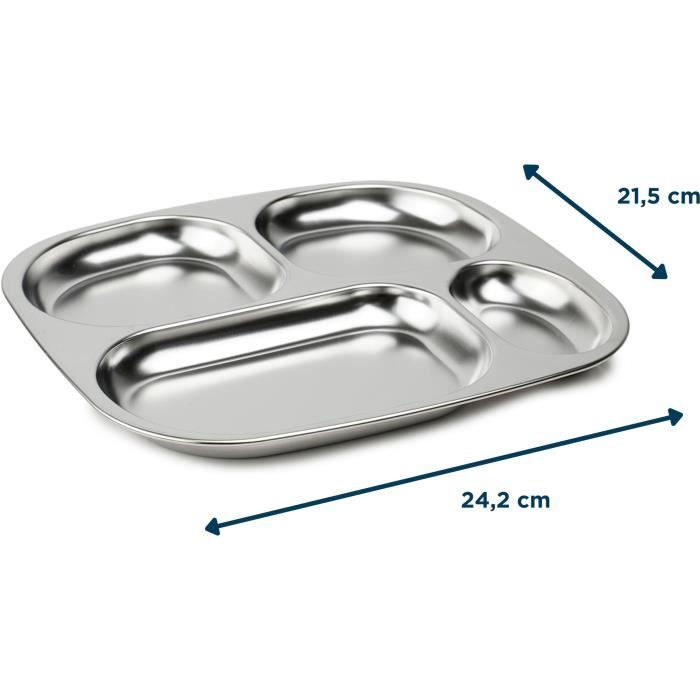 Plateau compartimenté - THERMOBABY - 4 compartiment - Sans BPA - Inox