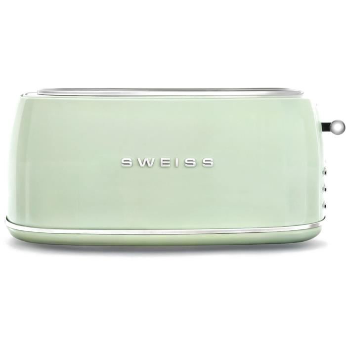 Grille-pain vintage - SWEISS - GRV7 - 2 fentes - 1500 W - Vert