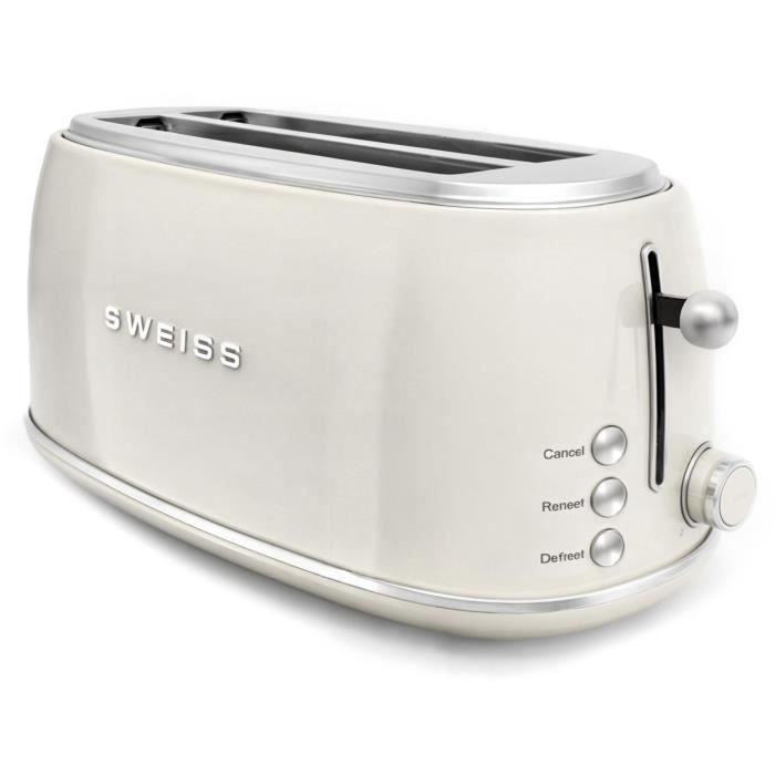 Grille-pain vintage - SWEISS - GRV8 - 2 fentes - 1500 W - Beige