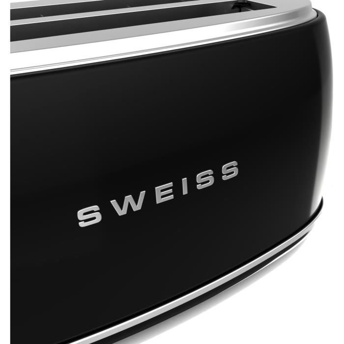 Grille-pain vintage - SWEISS - GRV9 - 2 fentes - 1500 W - Noir
