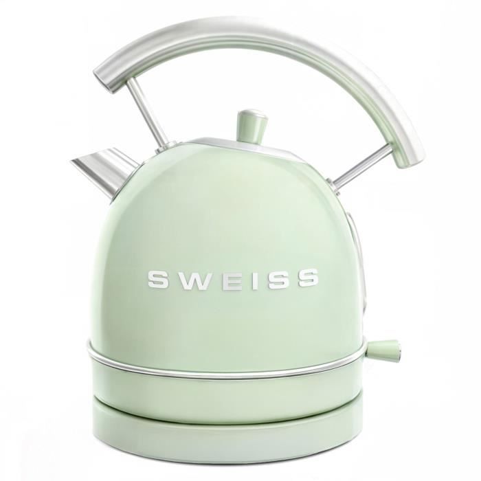 Bouilloire vintage - SWEISS - KTL7 - 2200 W - 1,8 L - Socle 360° - Vert
