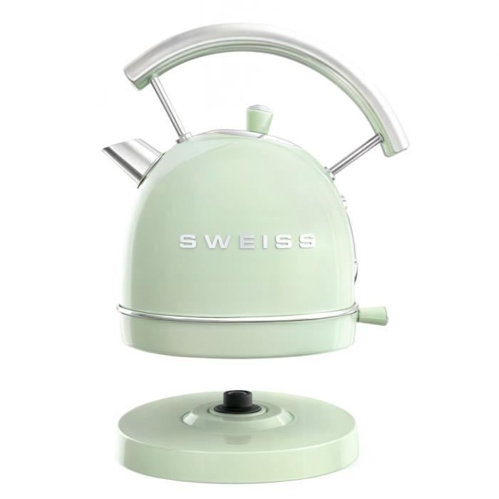 Bouilloire vintage - SWEISS - KTL7 - 2200 W - 1,8 L - Socle 360° - Vert