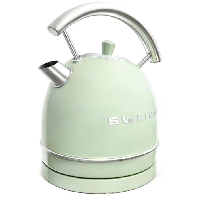 Bouilloire vintage - SWEISS - KTL7 - 2200 W - 1,8 L - Socle 360° - Vert