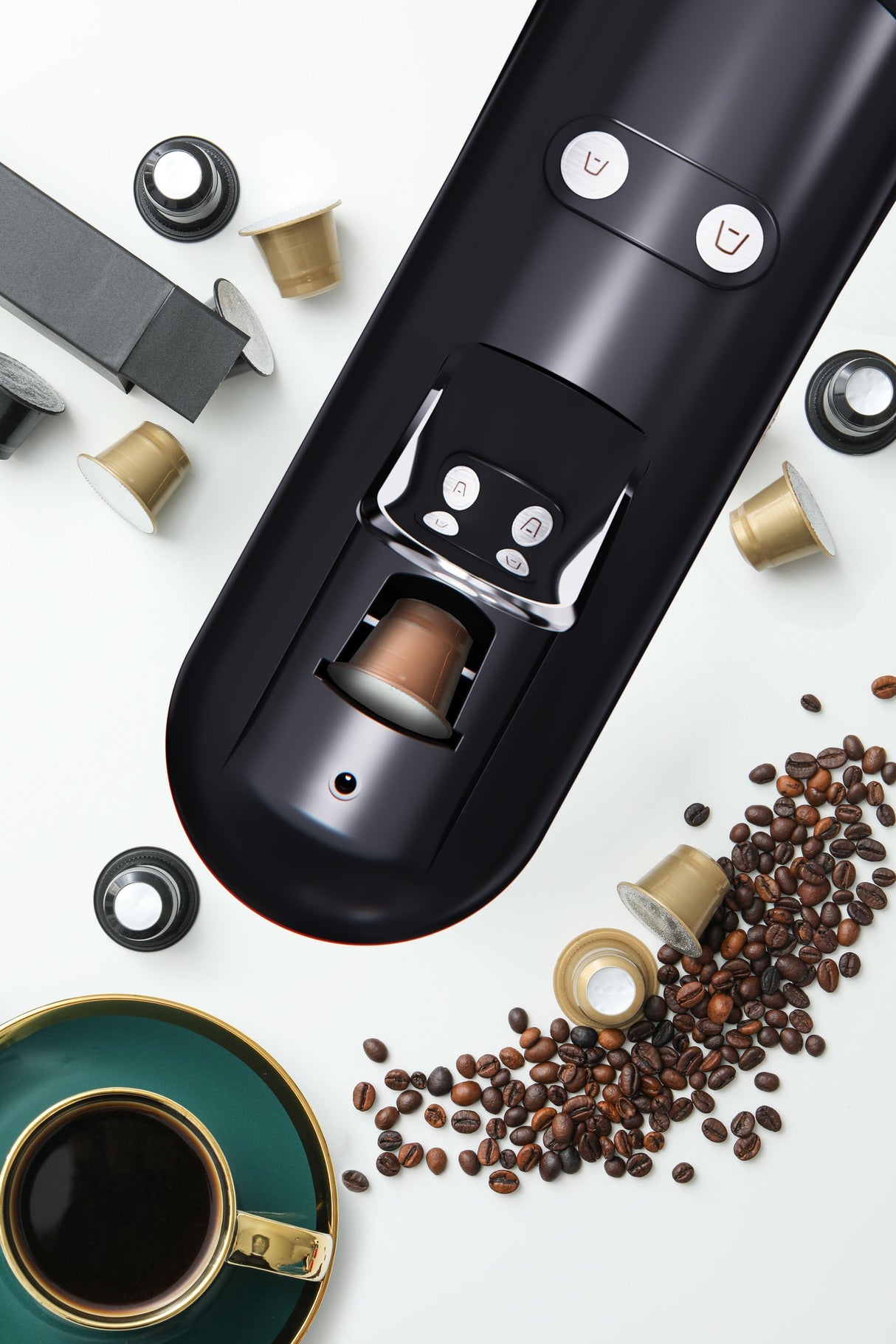 Machine a café a capsules - ARTHUR MARTIN - AMN230N - Expresso & Lungo - 1400 W - Noir