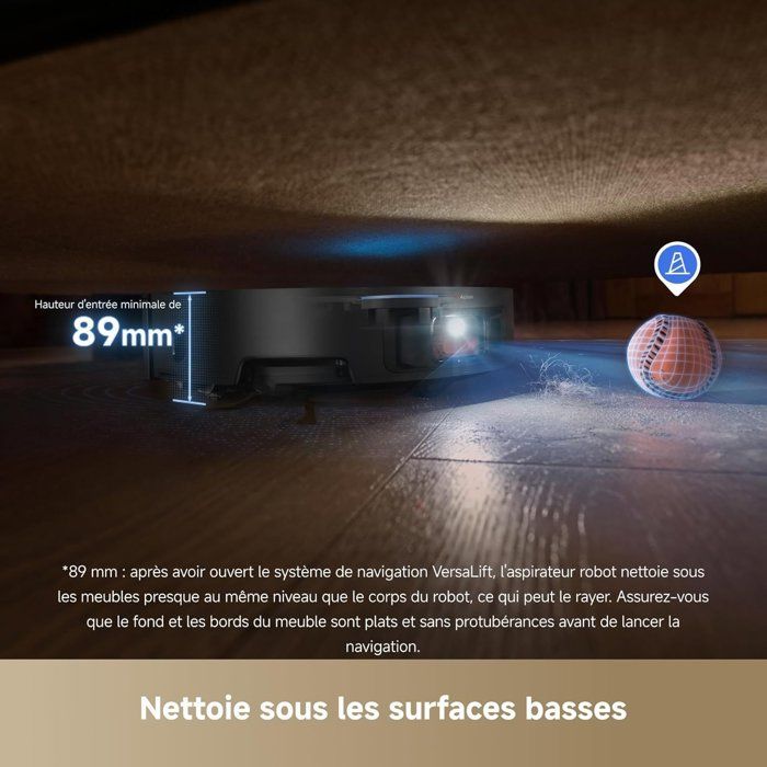 DREAME X50 Master Aspirateur Robot Laveur avec Base 8 en 1 compacte 24,9 cm - Systme de franchissement - 20 000 Pa - Brosse démelant