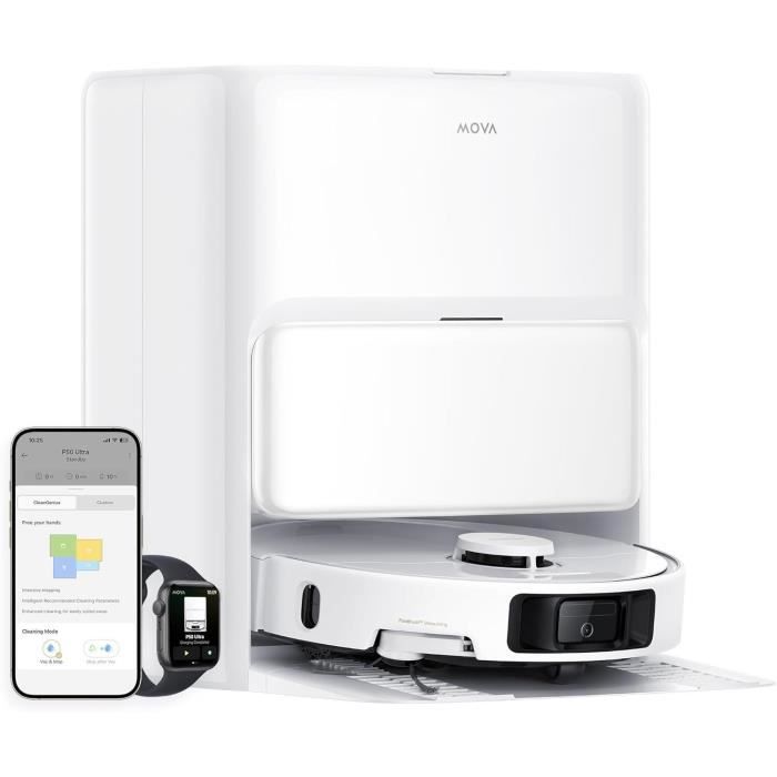 MOVA P50 Ultra - Robot Aspirateur Laveur avec Station - 19 000 Pa - Nettoyage des coins aux bords