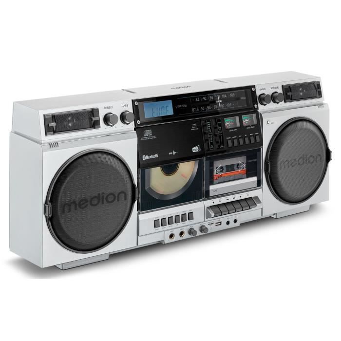 Ghetto Blaster - MEDION - Vintage - DAB+ - CD/Cassette/USB/MP3 - 2x10W RMS - Silver