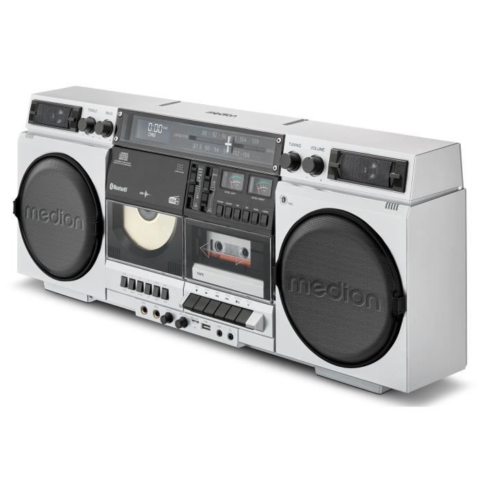 Ghetto Blaster - MEDION - Vintage - DAB+ - CD/Cassette/USB/MP3 - 2x10W RMS - Silver